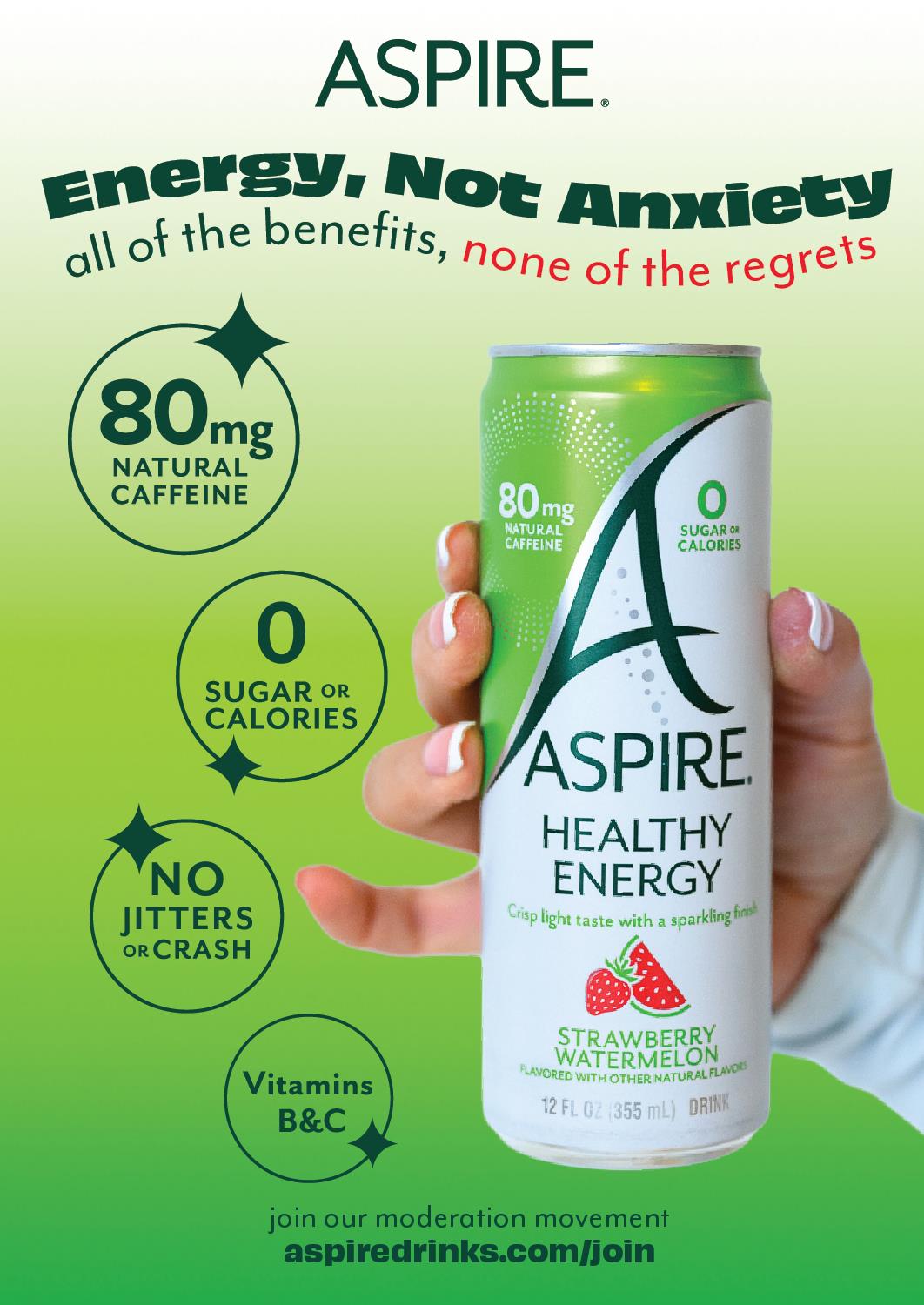 Healthy Energy - 80mg of Natural Caffeine - 0 Sugar or Calories