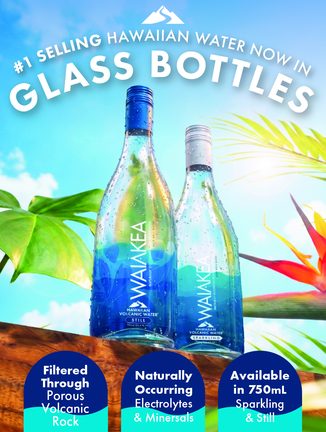 Waiakea Hawaiian Volcanic Water